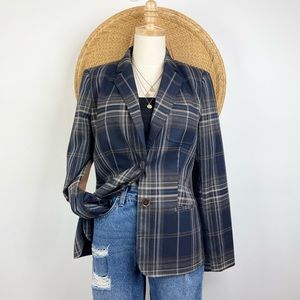 Tommy Hilfiger Plaid Blazer Jacket Coat with Elbow Pads